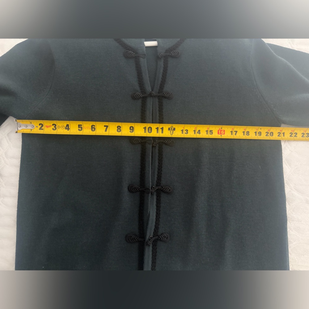 Talbots Teal Cardigan with Black Trim - Picture 4 of 7